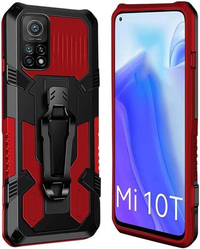 Coque Xiaomi 10T/10T Pro [Serie Armorbox] Robuste avec Double Couche Coque de Support pour Xiaomi 10T/10T Pro Housse Rouge