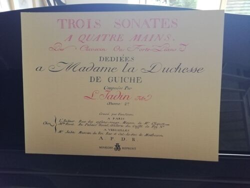 Louis-Emmanuel Jadin, Trois Sonates À Quatre Mains Pour Clavecin Ou Forte Piano, Oeuvre 2e, Édition Facsimile Minkoff