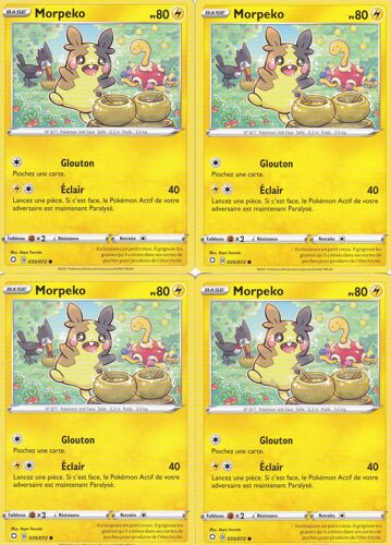 4 Cartes Pokemon - Morpeko - 035/072 - Épée Et Bouclier 4,5 - Destinées Radieuses - Vf