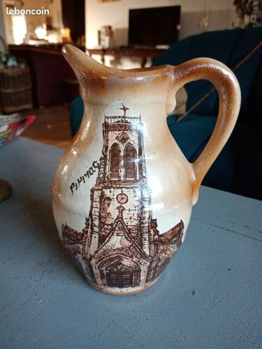 Pichet Faïence Église De Pipriac 18 Cm De Haut