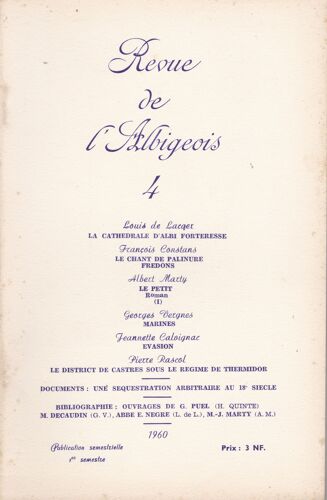 Revue De L'albigeois 4 Cathedrale D'albi, Castres Sous Regime Thermidor, Palinure Fredons