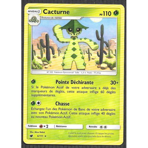 Carte Pokémon Cacturne 6/111 - Invasion Carmin Soleil Et Lune (Vf)