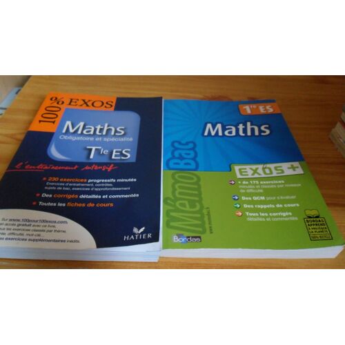 Lot De 2 Livres De Maths, Première Et Terminale Es Assez Bon Etat, Exercices Et Cours Ainsi Que Corrigés Des Exercices