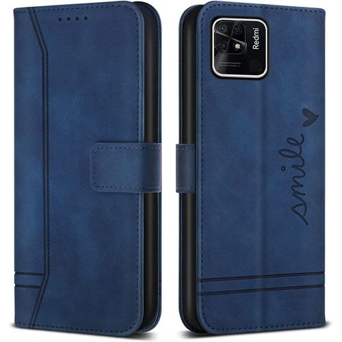 Coque Pour Xiaomi Redmi 10c, Avec Magnetique, Flip Pochette Housse Pour Xiaomi Redmi 10c Protection, Bleu