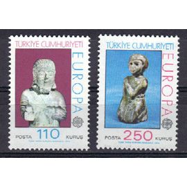 Turquie 1974 Europa : Sculptures : Statue D'un Roi / Statuette D'enfant - Série Entière De 2 Timbres Neufs ** Cote 7 