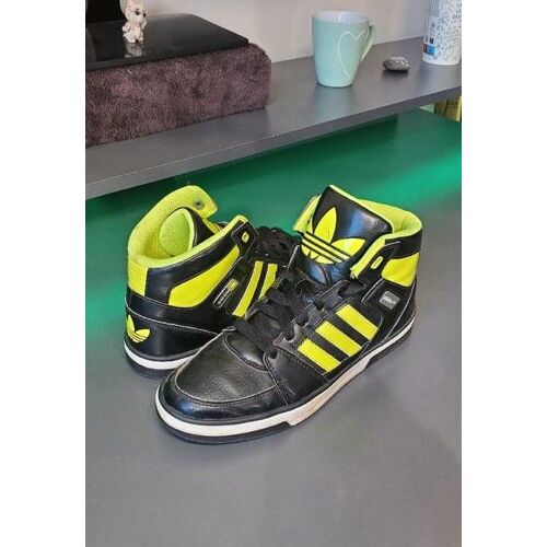 Adidas Chaussure Noir Vert Fluo En Cuir Basket 39 Eu / 6.5 Us Homme Et Femme