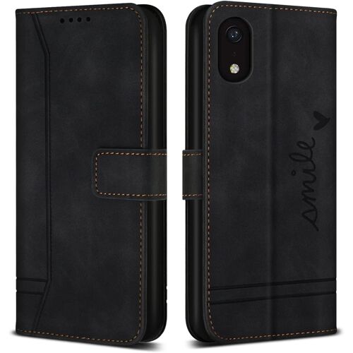 Coque pour iPhone XR, avec Magnetique, Flip Pochette Housse pour iPhone XR Protection, Noir