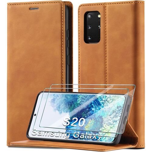 Coque Samsung Galaxy S20 Flip Wallet Housse Fermeture Cover pour Samsung Galaxy S20 (Marron)