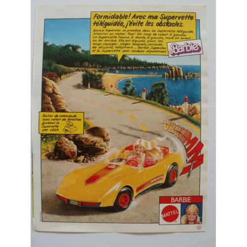 Publicité Ancienne (1981), Issue D'un Journal De Mickey, Pour La Voiture Téléguidée (Filoguidée) "Supervette" De Barbie De Mattel