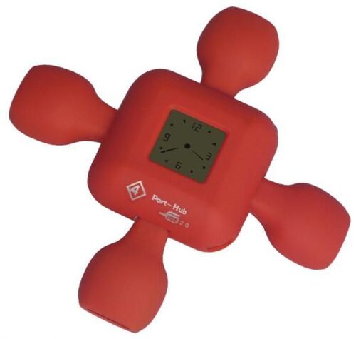 Hub Usb 2.0 - Heden - 4 Ports - En Étoile - Avec Horloge Digitale - Rouge