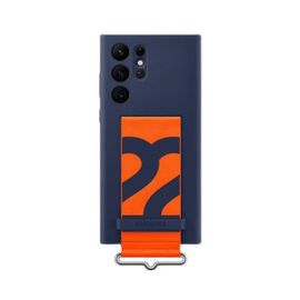 Coque pour Samsung Galaxy S22 Ultra,Avec Orange Doux Fine Sangle - Silicone - Marine