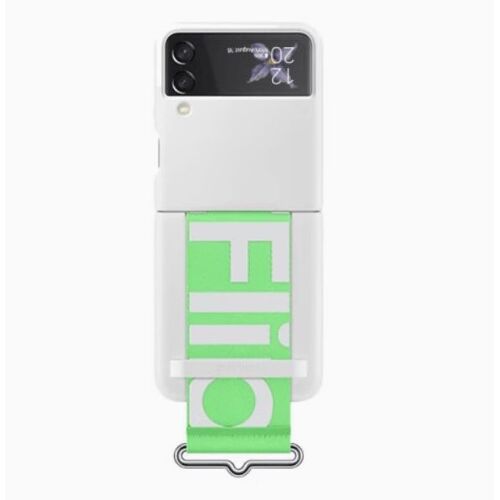 Coque pour Samsung Z flip 3,Avec Vert Doux Fine Sangle - Silicone - Blanc