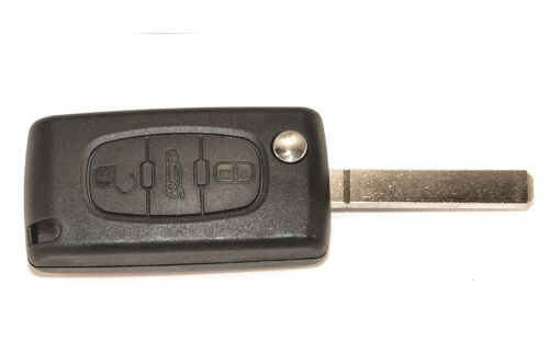 Psa307 - Coque De Cle Electronique Et Lame 7mm Citroen-Peugeot - 3 Boutons - Bouton Coffre - Pile Sur Coque