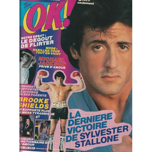 Michael Jackson 1p/ Sylvester Stallone 1p +Poster / Isabelle Adjani 1p/ Brooke Shields 1p/ Articles Photos Ginni Gallan , Celine Dion , Sofie Kremen , Rose Laurens , Evelyne Leclercq , Coluche , 374