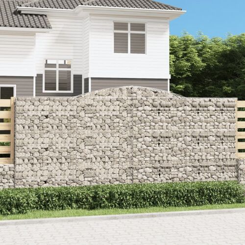 Vidaxl Paniers À Gabions Arqués 3 Pcs 400x30x180/200 Cm Fer Galvanisé