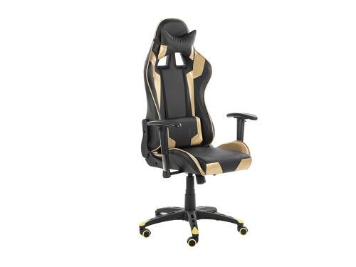 Chaise de bureau en cuir PU noir et doré KNIGHT