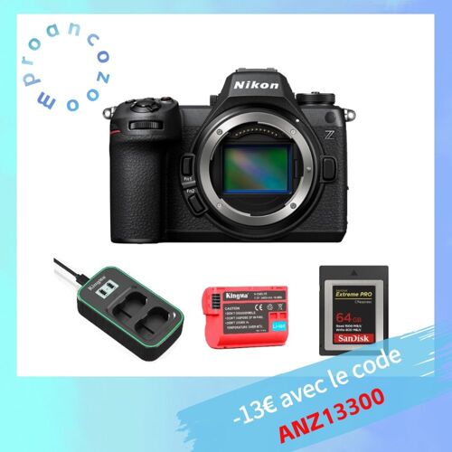 Nikon Z6 III Boitier + SanDisk 64GB CF Type B + Kingma 2400mAh batterie (Nikon EN-EL15) + Kingma chargeur de batterie
