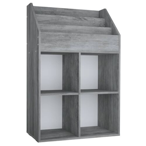vidaXL Porte-revue pour enfants Gris b¿¿ton 71x30x114 cm Agglom¿¿r¿¿