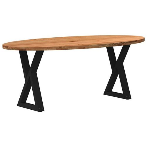 Vidaxl Table À Manger Marron Clair Bois De Chêne Massif Ovale