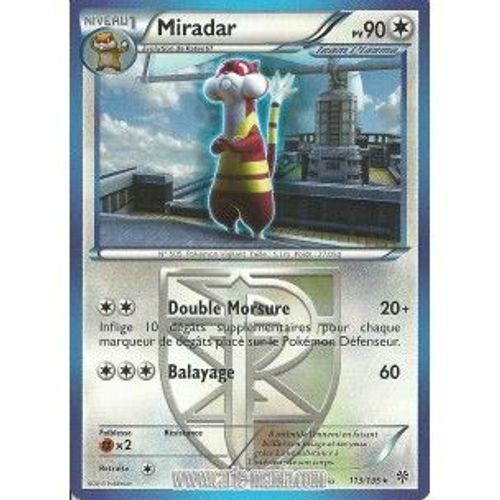 Carte Pokémon Miradar 113/135 Noir & Blanc Tempete Plasma Neuf