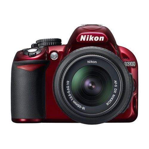 Nikon D3100 - Appareil photo numérique - Reflex - 14.2 Mpix - 3 x zoom optique objectif AF-S VR DX 18-55 mm - rouge