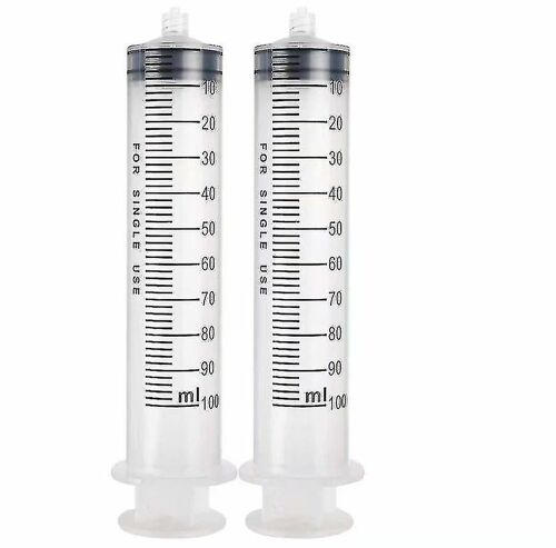 Seringue en plastique 100ml, réutilisable (2 pièces)