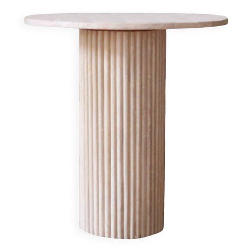Table Haute En Travertion  70 Cm Beige