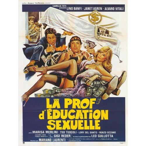 La Prof D Education Sexuelle (L Onorevole Con L'amante Sotto Il Letto) - Véritable Affiche De Cinéma Pliée - Format 40x60 Cm - De Mariano Laurenti Avec Lino Banfi, Janet Agren, Alavaro Vitali - 1981