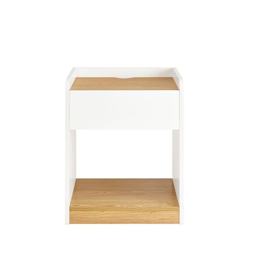 Table de chevet avec 1 tiroir effet bois blanc