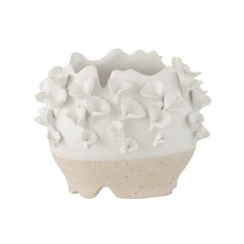 Cache-Pot Anémone En Céramique Blanc 25x17x21 Cm