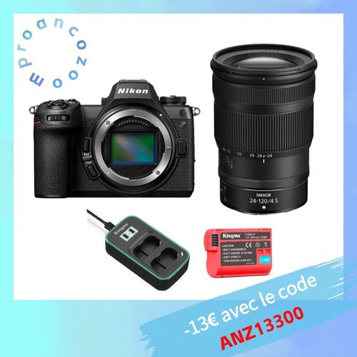 Nikon Z6 III Boitier + Z 24-120mm f4 S + Kingma 2400mAh batterie (Nikon EN-EL15) + Kingma chargeur de batterie