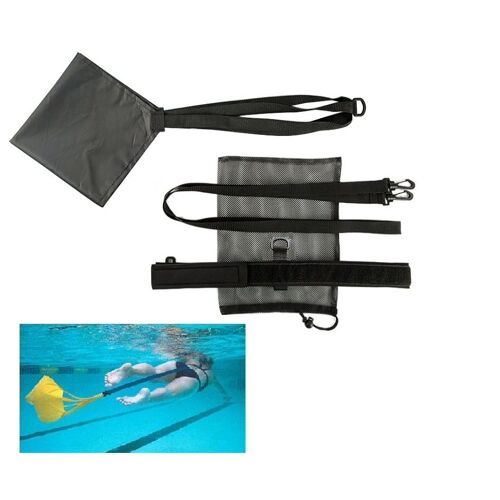 Ceinture De Nage,Professionnel Parachute De Natation Piscine Formateur Entraînement De Force Bande De Résistance(Noir)