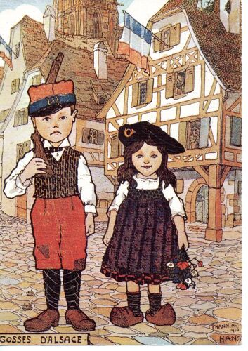 Illustrateur Hansi - Gosses D'alsace  - On Attend La Visite Du "Chénéral"...