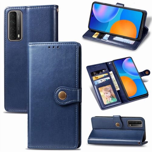 Huawei P Smart 2021 Coque, Saturcase Premium Pu Cuir Flip Fermoir Magnétique Rond Portefeuille Support Protecteur Coque Housse Étui Avec Dragonne Pour Huawei P Smart 2021 (Bleu)