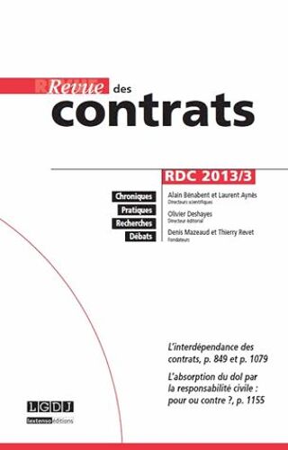 Revue Des Contrats N° 3, Juillet 2013