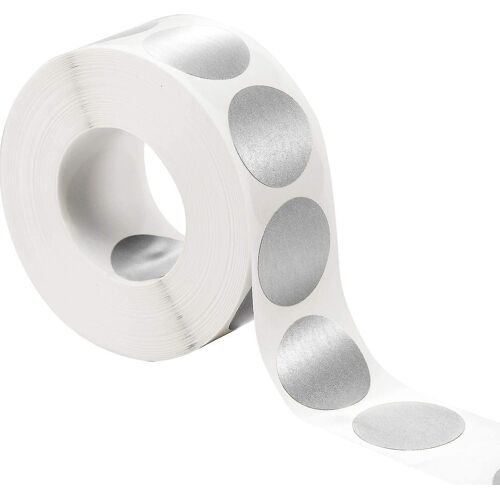 300 Pièces Rayer Les Étiquettes Rondes Autocollantes (Argent, 1 X 1 Pouce De Cercle)