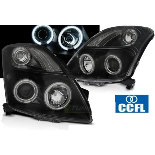 Paire De Feux Phares Suzuki Swift 05-10 Angel Eyes Ccfl Noir-27361834