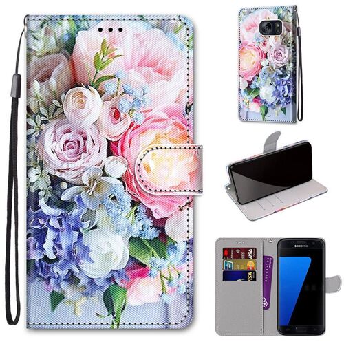 Samsung Galaxy S7 Coque, Saturcase Beau Pu Cuir Magnétique Flip Portefeuille Support Porte-Carte Dragonne Protecteur Coque Housse Étui Pour Samsung Galaxy S7 (Dh-7)