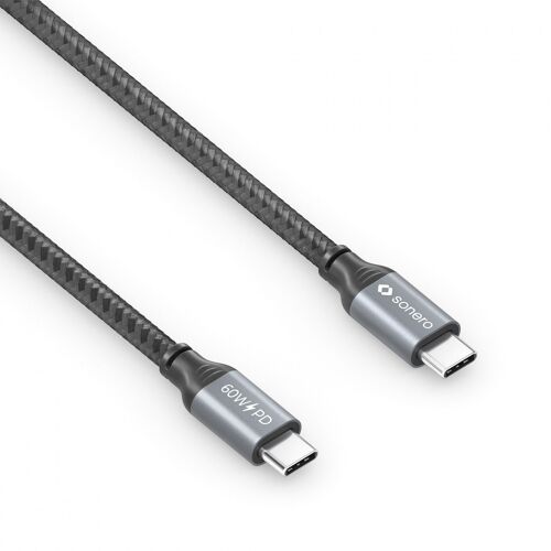 Sonero Usb-c Auf Usb-c Ladekabel - Usb 2.0, 60w Pd Grau/schwarz - 0,5