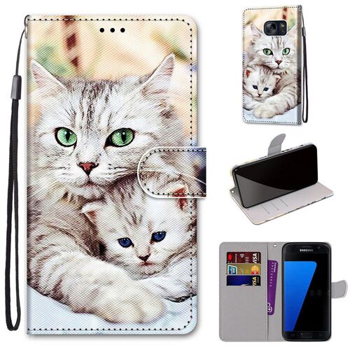 Samsung Galaxy S7 Coque, Saturcase Beau Pu Cuir Magnétique Flip Portefeuille Support Porte-Carte Dragonne Protecteur Coque Housse Étui Pour Samsung Galaxy S7 (Dh-11)