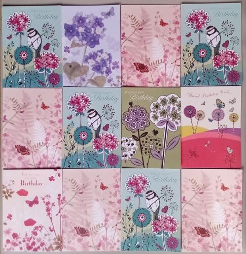 Carte de voeux - Anniversaire - 17 x 12,5 cm - Carte double avec message et enveloppe - Lot de 12 (Quay side cards, adulte, enfant, homme, femme, mixte)