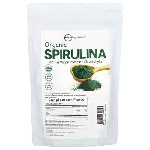 Micro Ingredients, Spiruline Biologique, 454 G 