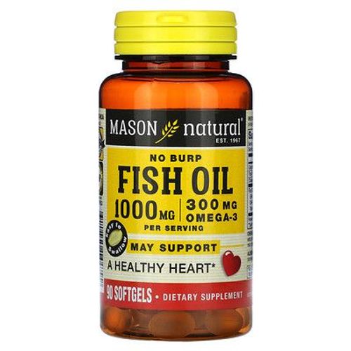 Mason Natural, Huile De Poisson Sans Renvoi, 1000 Mg, 90 Capsules À Enveloppe Molle (500 Mg Par Capsule À Enveloppe Molle)