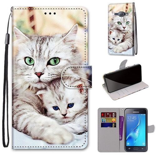 Samsung Galaxy J1 2016 Coque, Saturcase Beau Pu Cuir Magnétique Flip Portefeuille Support Porte-Carte Dragonne Protecteur Coque Housse Étui Pour Samsung Galaxy J1 2016 (Dh-11)