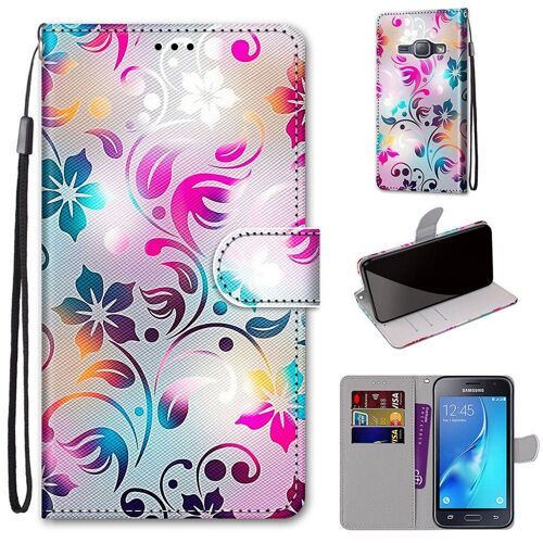 Samsung Galaxy J1 2016 Coque, Saturcase Beau Pu Cuir Magnétique Flip Portefeuille Support Porte-Carte Dragonne Protecteur Coque Housse Étui Pour Samsung Galaxy J1 2016 (Dh-18)