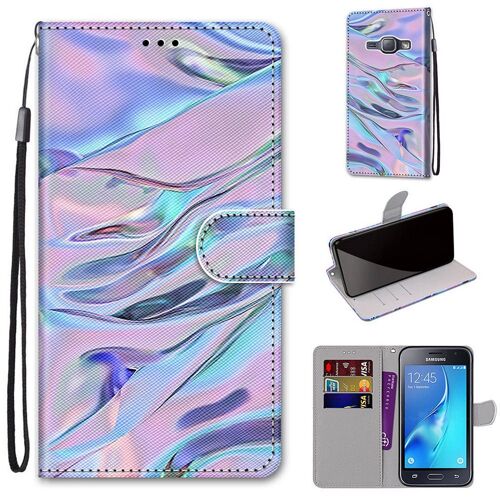 Samsung Galaxy J1 2016 Coque, Saturcase Beau Pu Cuir Magnétique Flip Portefeuille Support Porte-Carte Dragonne Protecteur Coque Housse Étui Pour Samsung Galaxy J1 2016 (Dh-9)