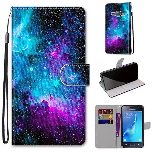Samsung Galaxy J1 2016 Coque, Saturcase Beau Pu Cuir Magnétique Flip Portefeuille Support Porte-Carte Dragonne Protecteur Coque Housse Étui Pour Samsung Galaxy J1 2016 (Dh-8)