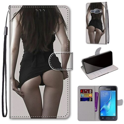Samsung Galaxy J1 2016 Coque, Saturcase Beau Pu Cuir Magnétique Flip Portefeuille Support Porte-Carte Dragonne Protecteur Coque Housse Étui Pour Samsung Galaxy J1 2016 (Dh-1)