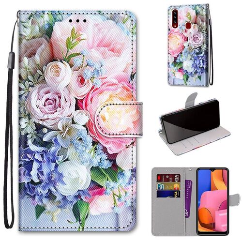 Samsung Galaxy A20s Coque, Saturcase Beau Pu Cuir Magnétique Flip Portefeuille Support Porte-Carte Dragonne Protecteur Coque Housse Étui Pour Samsung Galaxy A20s (Dh-7)