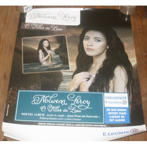 Rare Plv Poster Nolwenn Leroy O Fille De L'eau Imprimée Recto Verso 80x60cm Magasins Leclerc